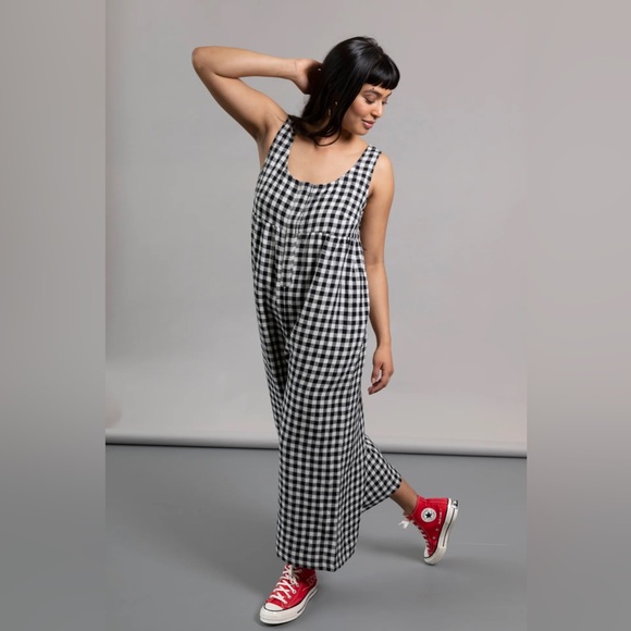 Black and White Checkered Jumpsuit - Picture 1 of 14